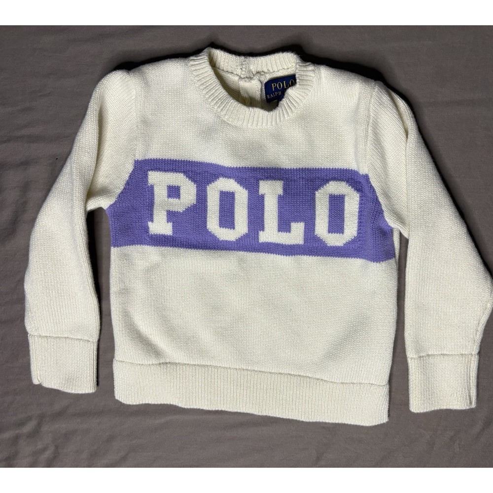 Polo Ralph Lauren Color Block Sweater Child's Size 4/4T White Knit Pullover